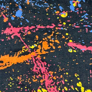 Printed Color Splash Faux-Denim Twill Spandex Fabric | Spandex Palace Navy