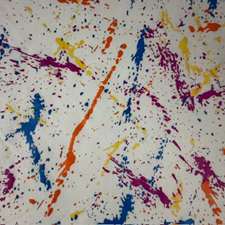 Printed Color Splash Faux-Denim Twill Spandex Fabric | Spandex Palace White