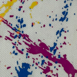 Printed Color Splash Faux-Denim Twill Spandex Fabric | Spandex Palace White