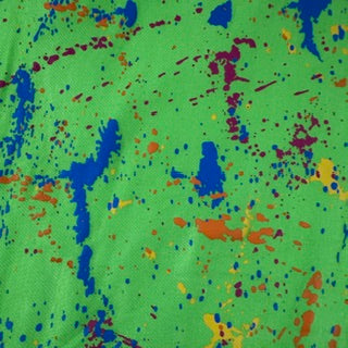 Printed Color Splash Faux-Denim Twill Spandex Fabric | Spandex Palace Lime