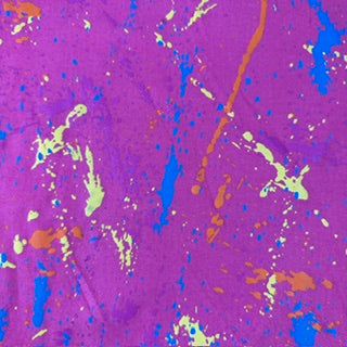 Printed Color Splash Faux-Denim Twill Spandex Fabric | Spandex Palace hot Pink