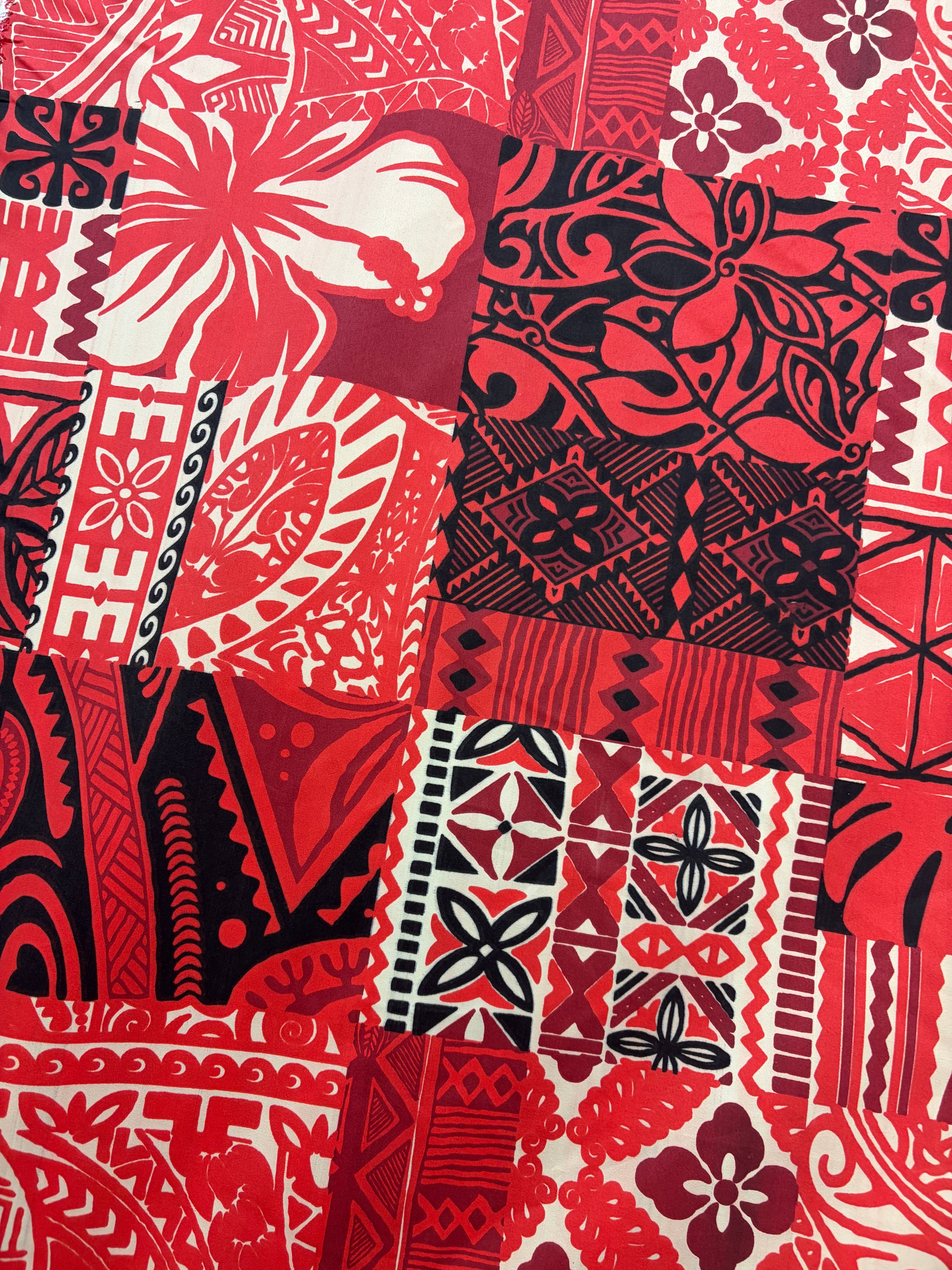 Traditional Polynesian Tapa Design Polyester Fabric # 3 | Islands Fabric