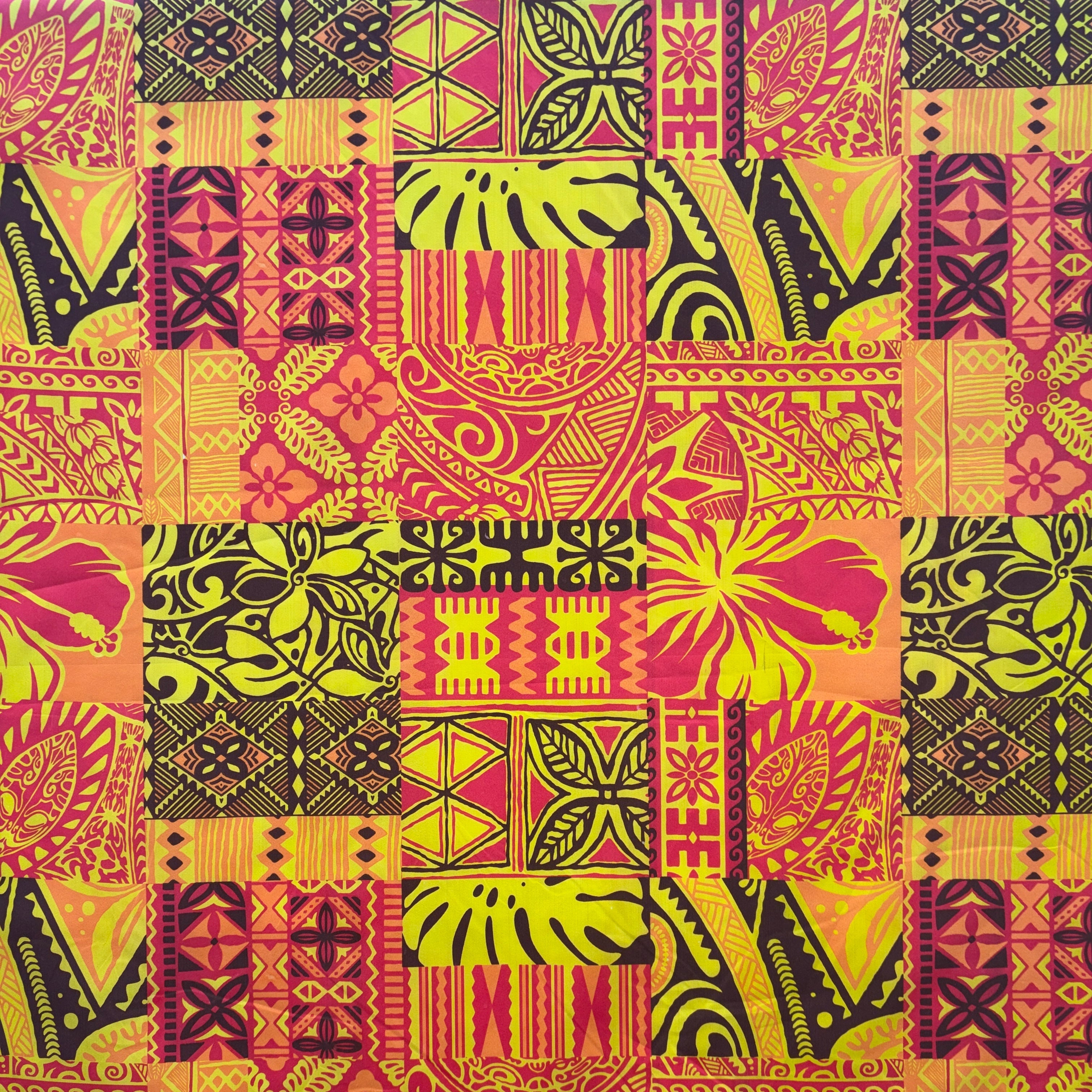 Traditional Polynesian Tapa Design Polyester Fabric # 3 | Islands Fabric
