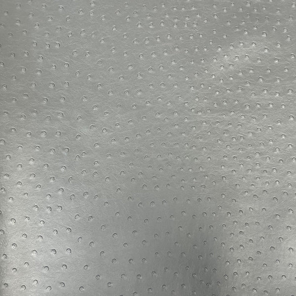 Silver Saratoga Ostrich Faux Leather Vinyl Fabric