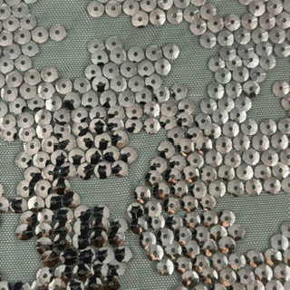 Nugget Embroidered Sequin Mechanical Stretch Mesh | Spandex Palace Gray