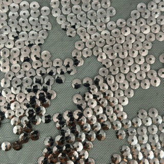 Nugget Embroidered Sequin Mechanical Stretch Mesh | Spandex Palace Gray