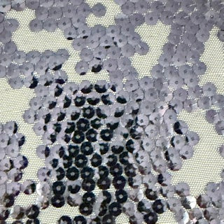 Nugget Embroidered Sequin Mechanical Stretch Mesh | Spandex Palace Navy