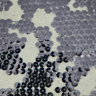 Nugget Embroidered Sequin Mechanical Stretch Mesh | Spandex Palace Navy