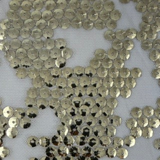 Nugget Embroidered Sequin Mechanical Stretch Mesh | Spandex Palace Gold Gold