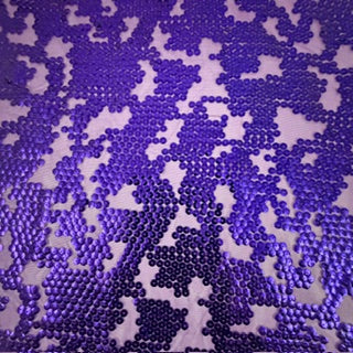 Nugget Embroidered Sequin Mechanical Stretch Mesh | Spandex Palace Gold Purple Purple