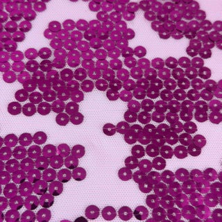 Nugget Embroidered Sequin Mechanical Stretch Mesh | Spandex Palace Gold pink Fuchsia