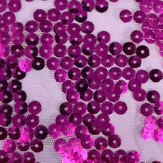 Nugget Embroidered Sequin Mechanical Stretch Mesh | Spandex Palace Gold pink Fuchsia