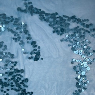Multi-Size Embroidered Sequin Stretch Power Mesh | Spandex Palace Turq