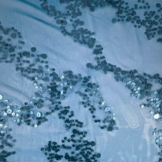 Multi-Size Embroidered Sequin Stretch Power Mesh | Spandex Palace Turq