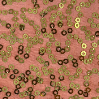 Zsa Zsa Embroidered Sequin 2-Way Stretch FDY Fabric | Spandex Palace Orange Gold