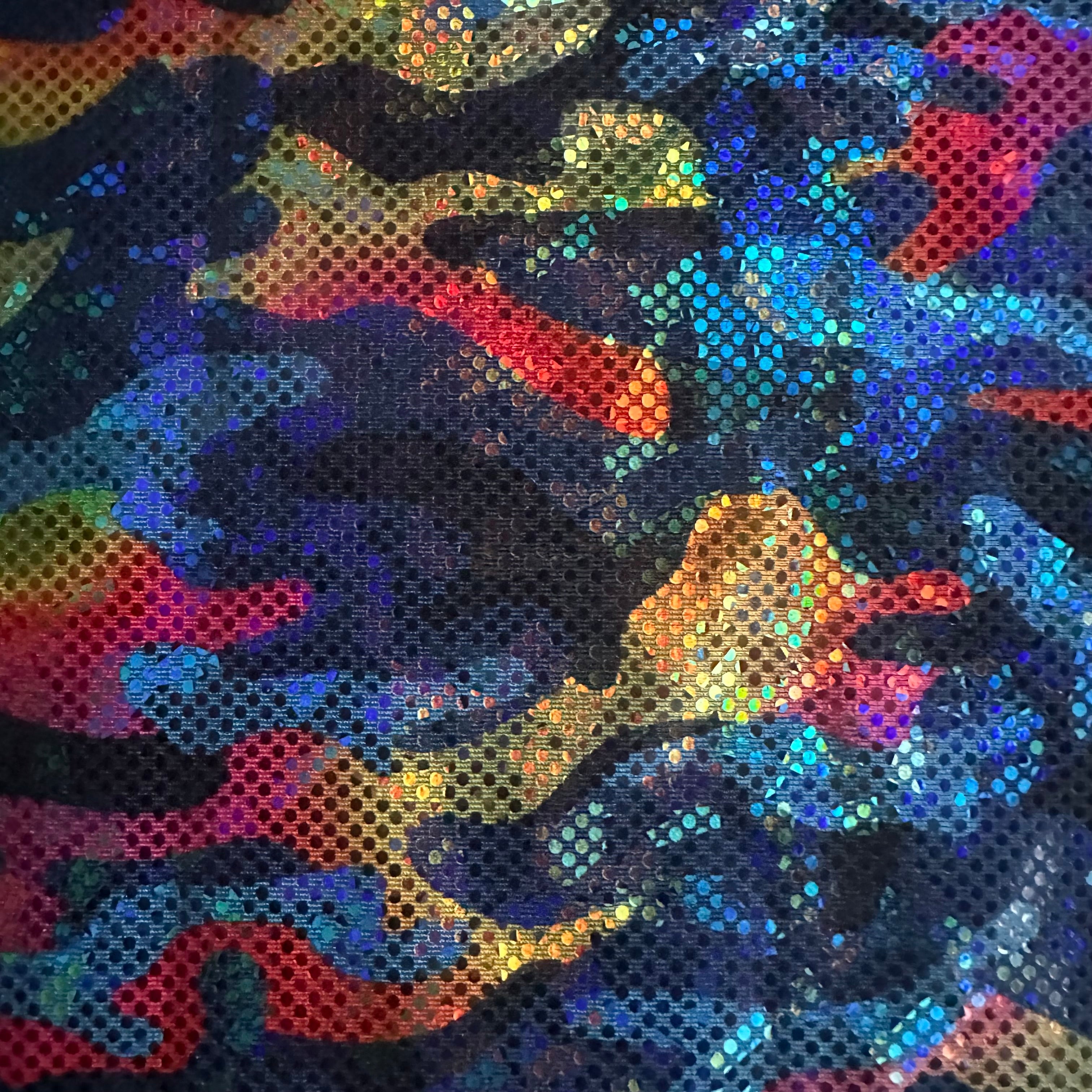 4 way Poly Spandex Shattered Camouflage Digital Print Pink combo Blue combo