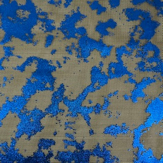 Metallic Splash Foil Mesh Performance Fabric | Spandex Palace Black Royal