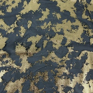 Metallic Splash Foil Mesh Performance Fabric | Spandex Palace Black Gold