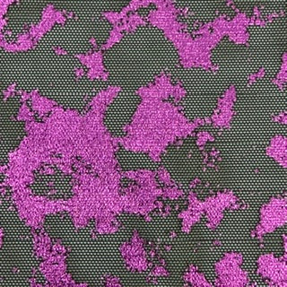 Metallic Splash Foil Mesh Performance Fabric | Spandex Palace Black Fuchsia