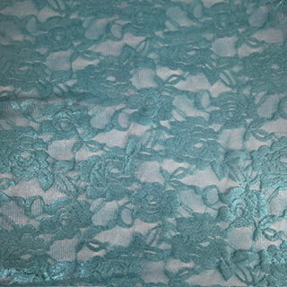 All-Over Foil Mechanical Stretch Design Lace | Spandex Palace Turq
