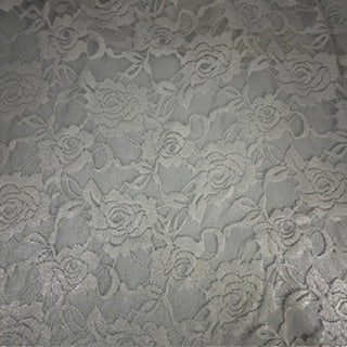 All-Over Foil Mechanical Stretch Design Lace | Spandex Palace White Silver
