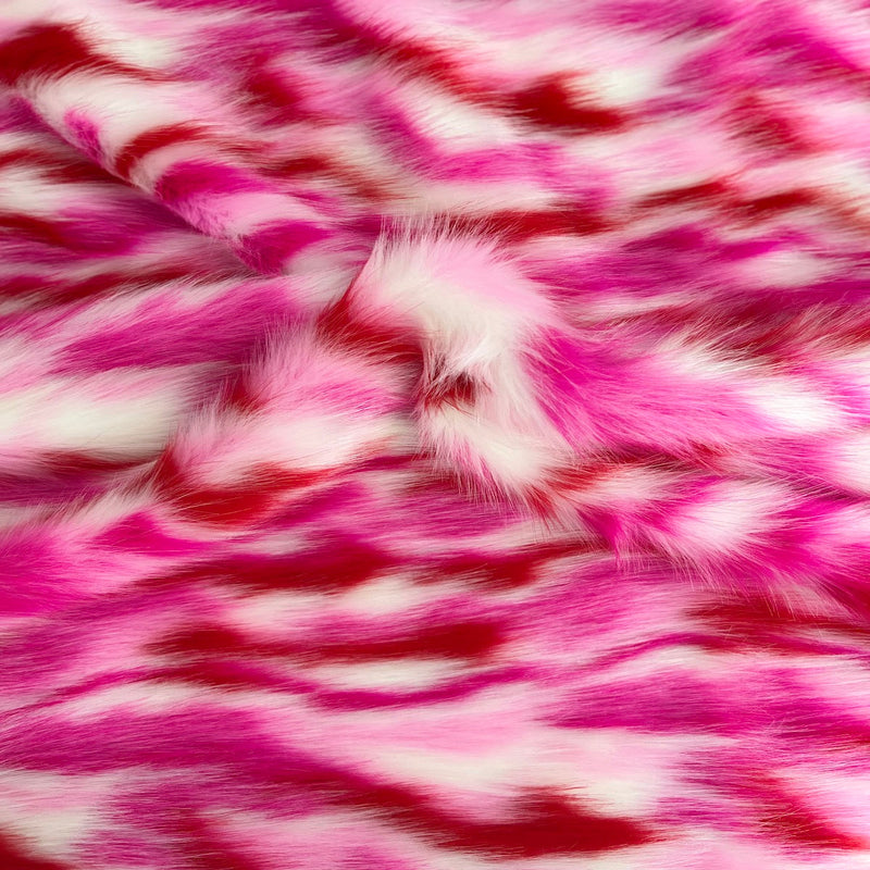 Pink Multicolor Ysidro Long Pile Faux Fur Fabric