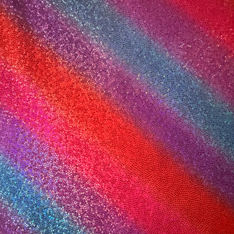 4 Way Stretch Polyester Spandex Irregular Strip Rainbow | Spandex Palace Pink Royal Orange