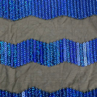 Zig-Zag 5mm Sequin Stretch Power Mesh Fabric | Spandex Palace Black  Royal