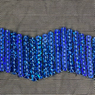 Zig-Zag 5mm Sequin Stretch Power Mesh Fabric | Spandex Palace Black  Royal