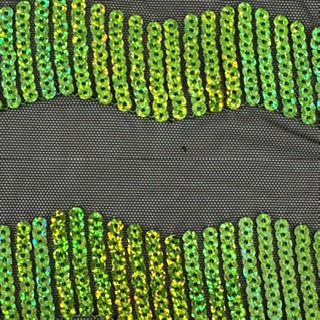 Zig-Zag 5mm Sequin Stretch Power Mesh Fabric | Spandex Palace Black  Green