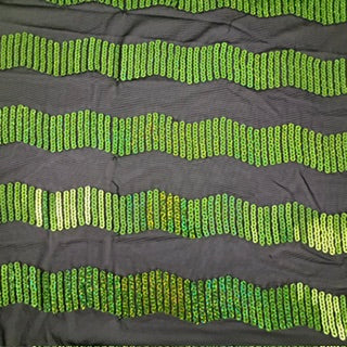 Zig-Zag 5mm Sequin Stretch Power Mesh Fabric | Spandex Palace Black  Green