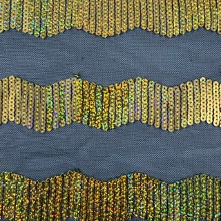 Zig-Zag 5mm Sequin Stretch Power Mesh Fabric | Spandex Palace Black  Gold