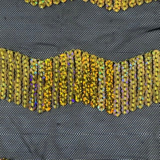 Zig-Zag 5mm Sequin Stretch Power Mesh Fabric | Spandex Palace Black  Gold