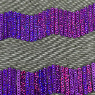 Zig-Zag 5mm Sequin Stretch Power Mesh Fabric | Spandex Palace Black  Purple