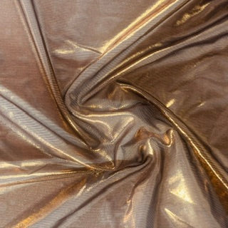 Ultrashine Foil Stretch Power Mesh Fabric | Spandex Palace Rose Gold