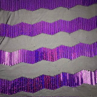 Zig-Zag 5mm Sequin Stretch Power Mesh Fabric | Spandex Palace Black  Purple
