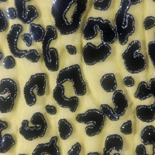 Leopard Flocking Stretch Power Mesh Fabric | 55" Cuttable | Spandex Palace Yellow