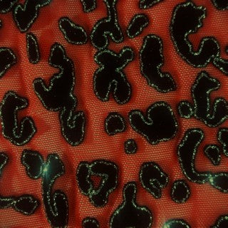 Leopard Flocking Stretch Power Mesh Fabric | 55" Cuttable | Spandex Palace Red