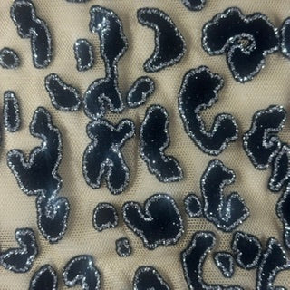 Leopard Flocking Stretch Power Mesh Fabric | 55" Cuttable | Spandex Palace Dark Nude