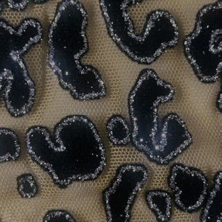 Leopard Flocking Stretch Power Mesh Fabric | 55" Cuttable | Spandex Palace Dark Nude