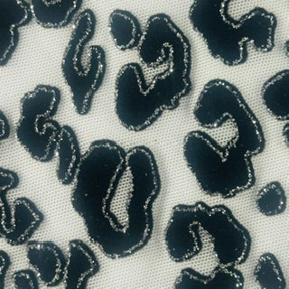 Leopard Flocking Stretch Power Mesh Fabric | 55" Cuttable | Spandex Palace White