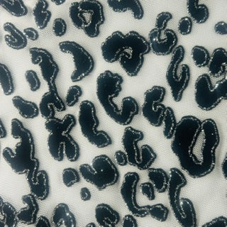 Leopard Flocking Stretch Power Mesh Fabric | 55" Cuttable | Spandex Palace White
