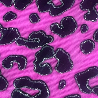 Leopard Flocking Stretch Power Mesh Fabric | 55" Cuttable | Spandex Palace Hot Pink