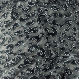 Leopard Flocking Stretch Power Mesh Fabric | 55" Cuttable | Spandex Palace Black
