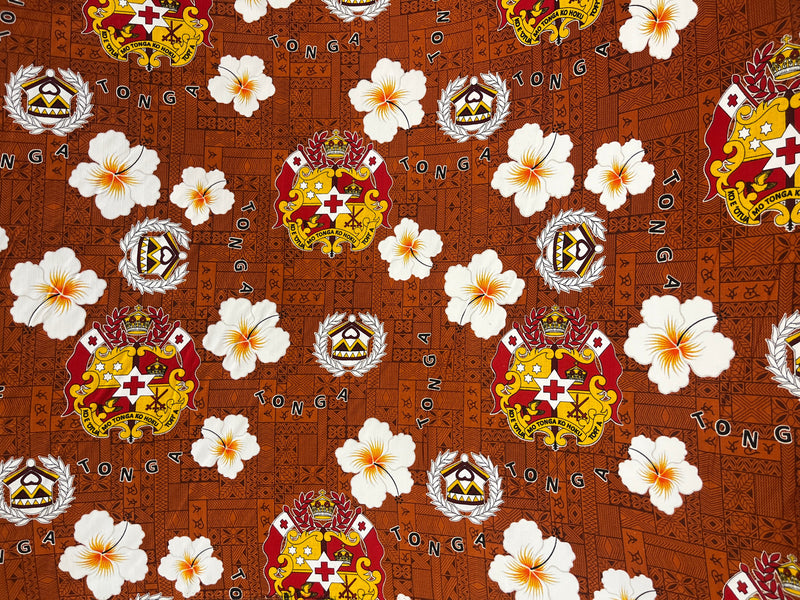 Tonga Seal Hibiscus All Over Design Fabric | Cotton Light Barkcloth  | Spandex Palace