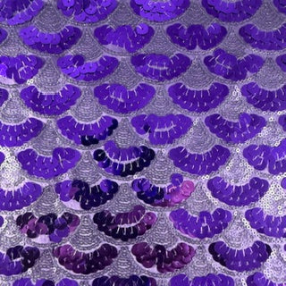 Mermaid Design Dual-Size Sequin Mesh Fabric | Spandex Palace Purple