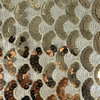 Mermaid Design Dual-Size Sequin Mesh Fabric | Spandex Palace White Gold