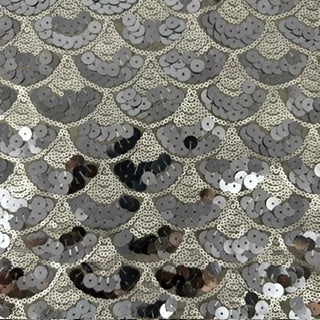 Mermaid Design Dual-Size Sequin Mesh Fabric | Spandex Palace White Silver