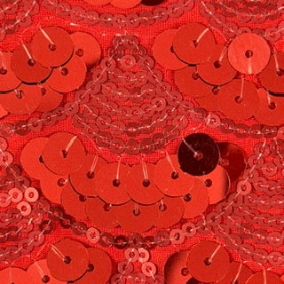 Mermaid Design Dual-Size Sequin Mesh Fabric | Spandex Palace Red