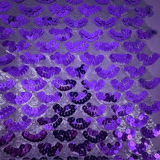 Mermaid Design Dual-Size Sequin Mesh Fabric | Spandex Palace Purple